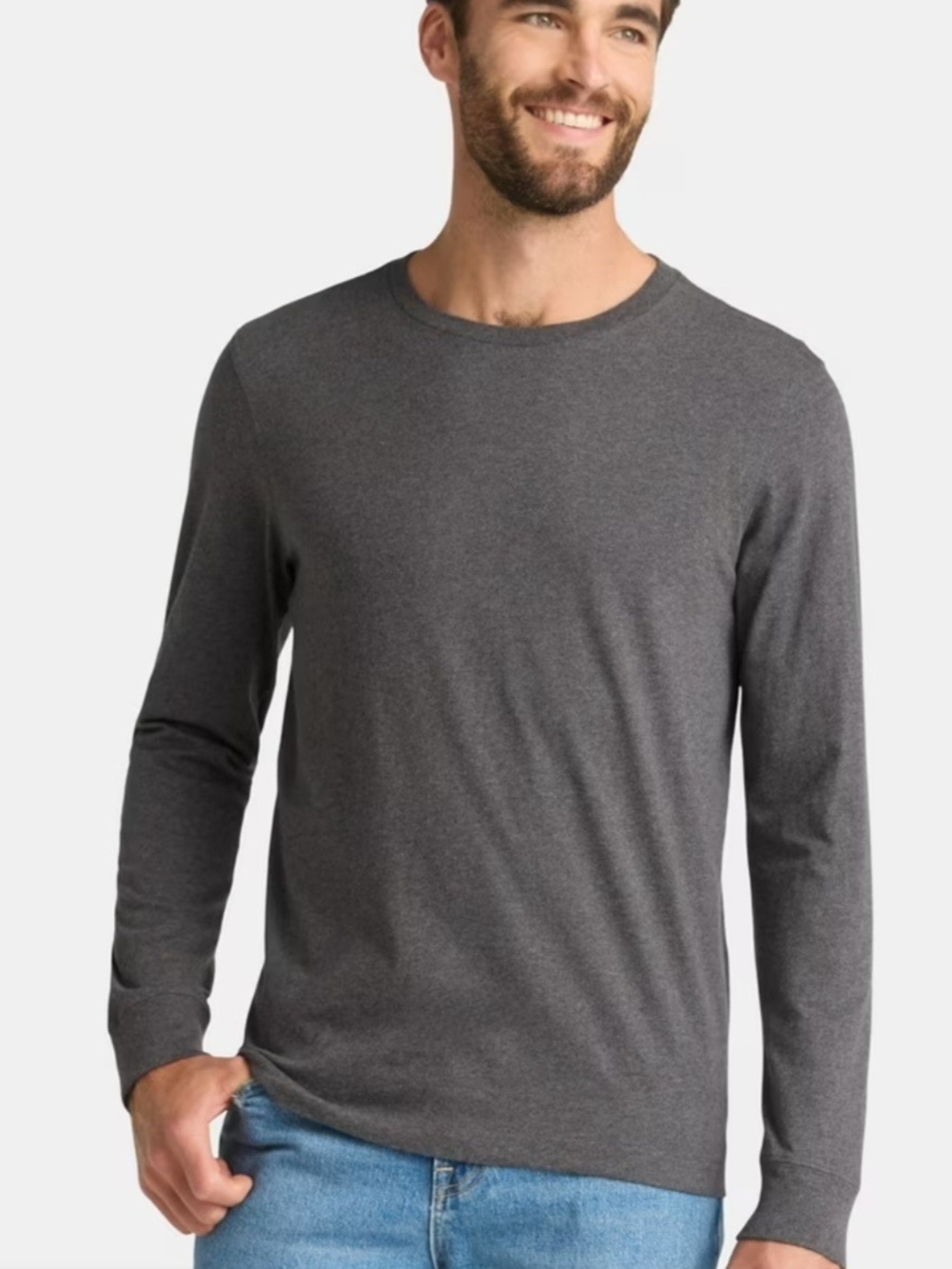 George Men's Long-Sleeve Crewneck Shirt - Charcoal